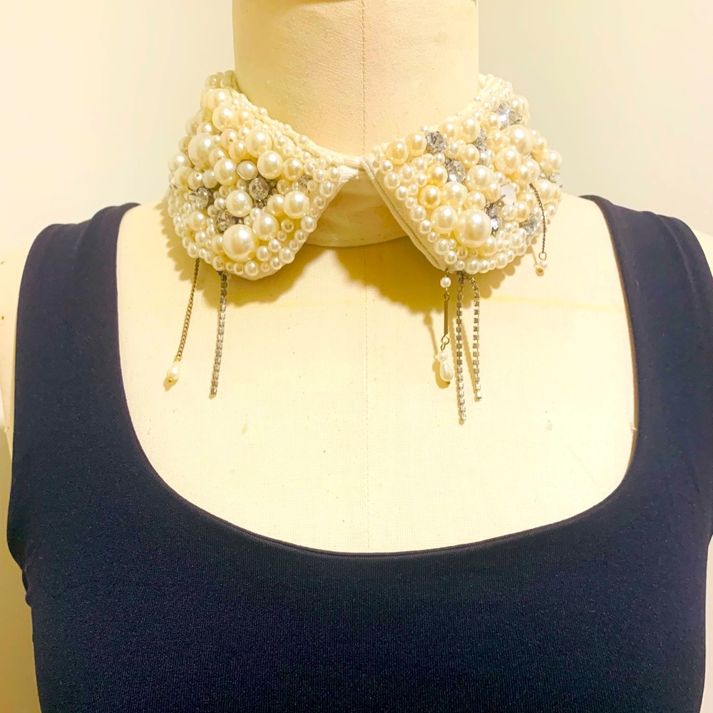 Embroidered Pearl Collar from Zara